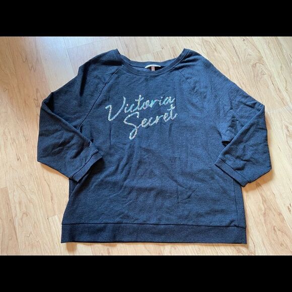 Victoria’s Secret dark grey sequin crewneck sweatshirt - Picture 1 of 2